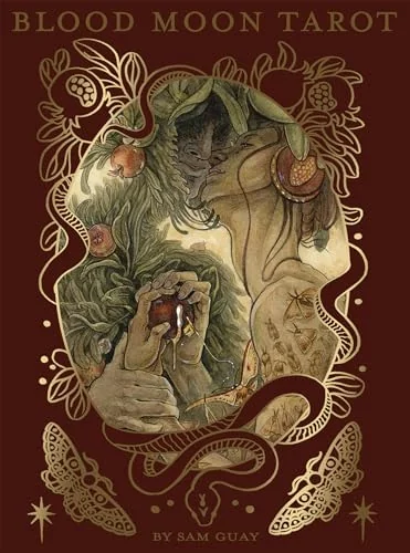 Blood Moon Tarot: Deluxe 78-Card Tarot Deck with Ethereal Watercolor Art, Linen Finish, Burgundy Edges, and Hardcover Book - Gold Foil-Accented Set — photo 3
