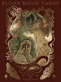 Blood Moon Tarot: Deluxe 78-Card Tarot Deck with Ethereal Watercolor Art, Linen Finish, Burgundy Edges, and Hardcover Book - Gold Foil-Accented Set — photo 2