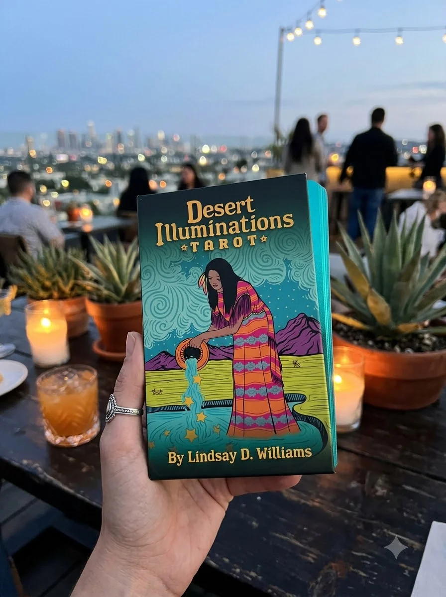 Desert Illuminations Tarot: 78-Card Tarot Deck with Teal Painted Edges & Illustrated Guidebook - American Southwest, Mysticism, Chakras, and Astrology — photo 2