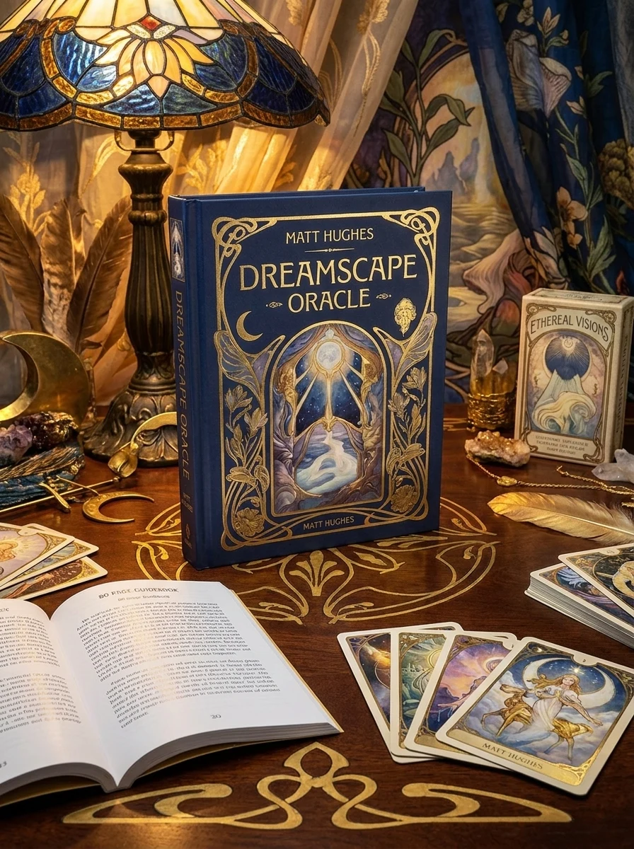 Dreamscape Oracle: Deluxe 32-Card Art Nouveau Deck with Gold-Foil Stamping, Animal Spirit Guides, Mythology, Messages from the Dream Realm, Ancestral by Hughes, Matt