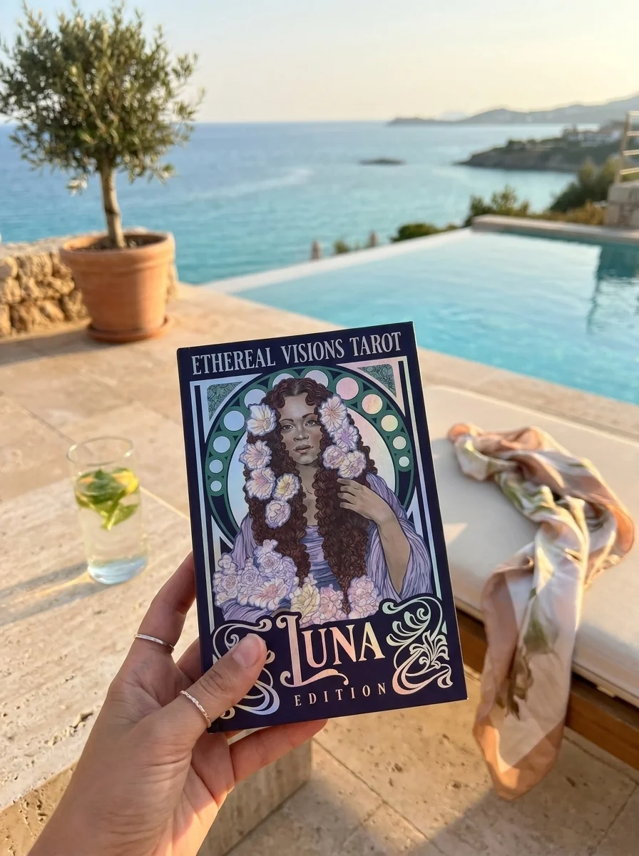 Ethereal Visions Tarot Luna Edition: Elegant 80-Card Art Nouveau Tarot Deck, Iridescent Silver Foil Stamping, Full-Color 140-Page Guidebook, Hand-Draw — photo 2