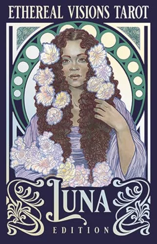 Ethereal Visions Tarot Luna Edition: Elegant 80-Card Art Nouveau Tarot Deck, Iridescent Silver Foil Stamping, Full-Color 140-Page Guidebook, Hand-Draw