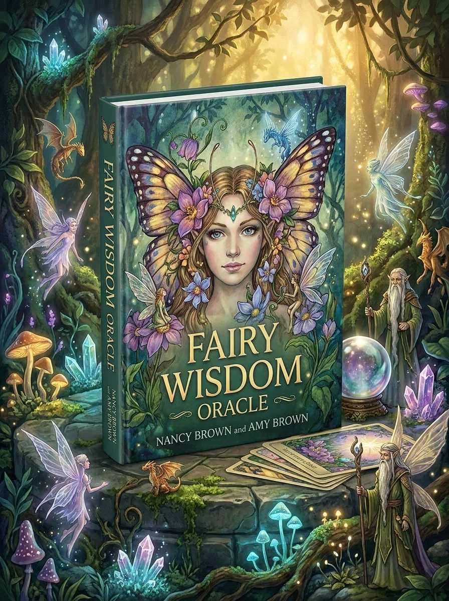 Fairy Wisdom Oracle Deck & Book Set: 64 Borderless Cards, Delicate, Whimsical Artwork by Fantasy Artist Amy Brown, Playful Fairies, Dragons and Elves,