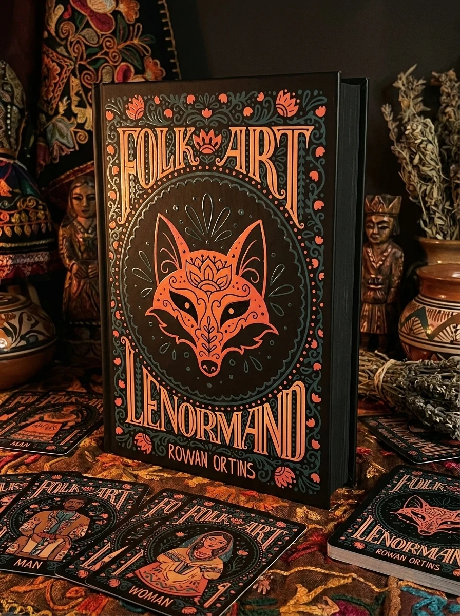 Folk Art Lenormand: Colorful 39-Card Divination Deck with 3 Extra Cards, 96-Page Illustrated Guidebook, Instructions for Learning to Read with Lenorma