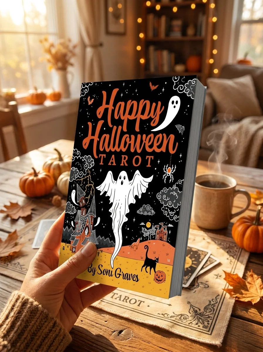 Happy Halloween Tarot: 78 Spooky Tarot Cards with Gray Edges, Playful Iconic Halloween Imagery, Whimsical Witches, Skeletons & Pumpkins, 128-Page Illu — photo 2