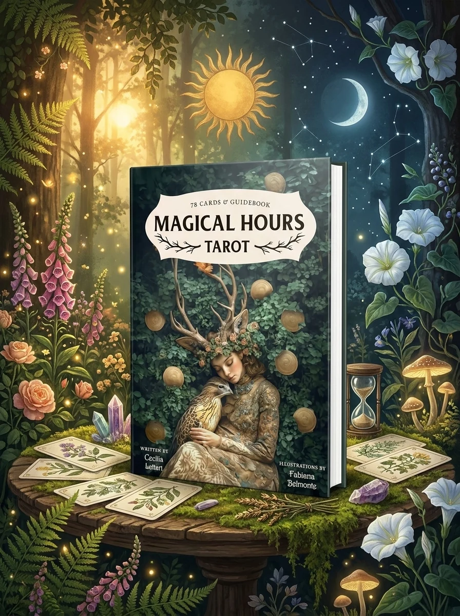 Magical Hours Tarot: 78 Lush Collage-Style Cards, Enchanting Divination Deck Steeped in Nature & Magic, Includes Full-Color 128-Page Illustrated Guide