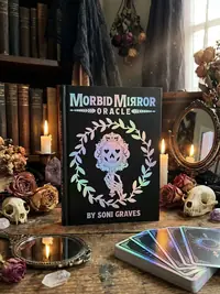 Morbid Mirror Oracle: 77-Card Oracle Deck with Iridescent Foil, Whimsical Death-Inspired Art, and 204-Page Guidebook for Spiritual Growth, Self-Reflec — photo 1