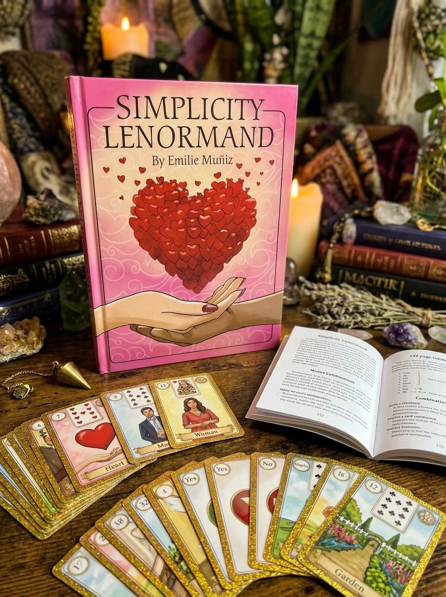 Simplicity Lenormand: Beginner-Friendly 41-Card Lenormand Deck with Keywords on Cards, Includes 132-Page Guidebook with Clear Meanings and Reading Ins