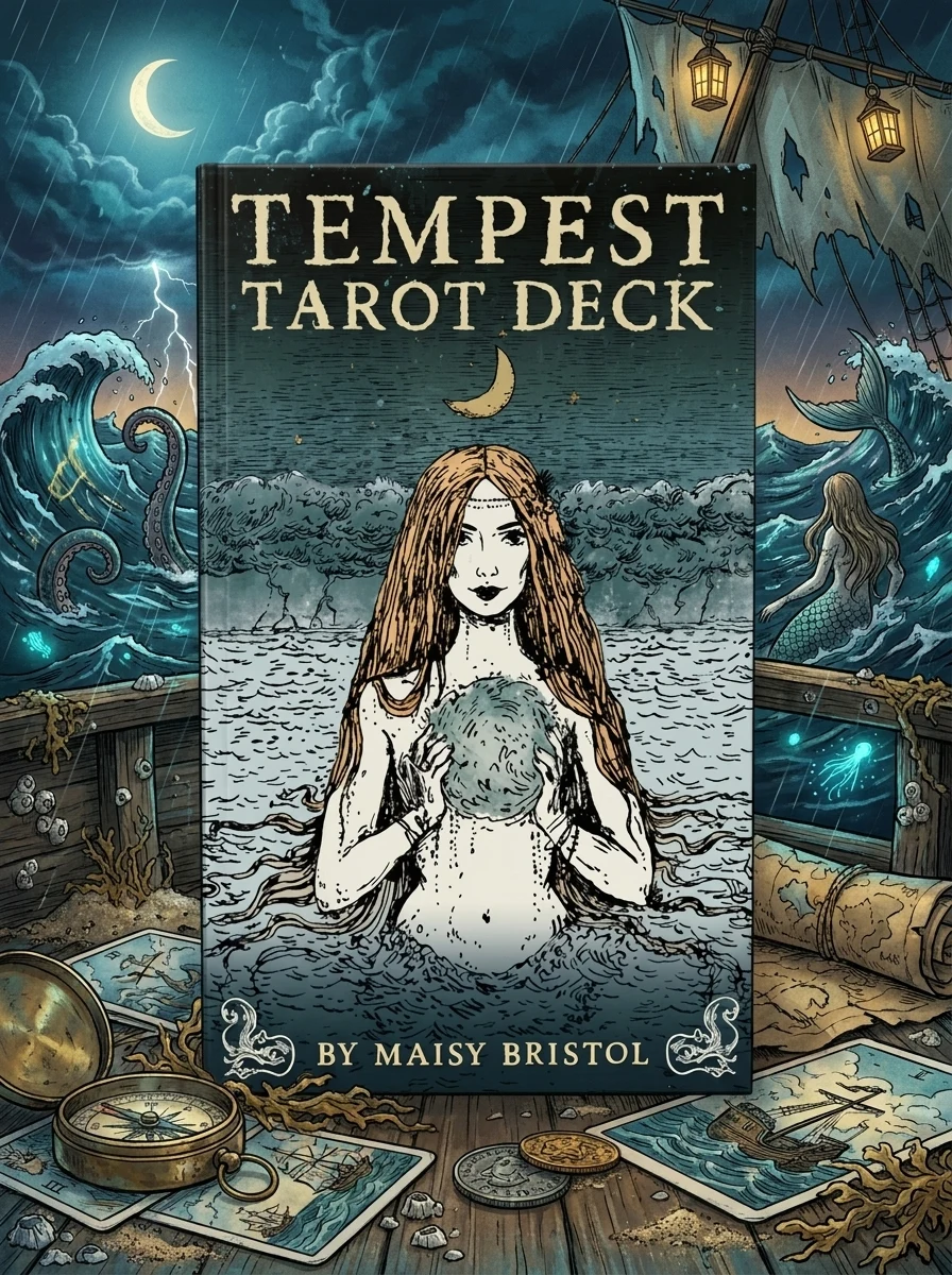 Tempest Tarot Deck: 78-Card Tarot Deck with Nautical Themes - Oceanic Archetypes, Mythic Creatures, Intuition, and Self-Discovery
