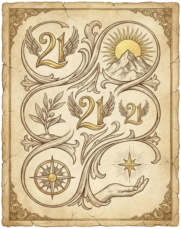 21 Angel Number esoteric meaning illustration
