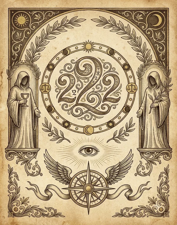 2222 Angel Number esoteric meaning illustration