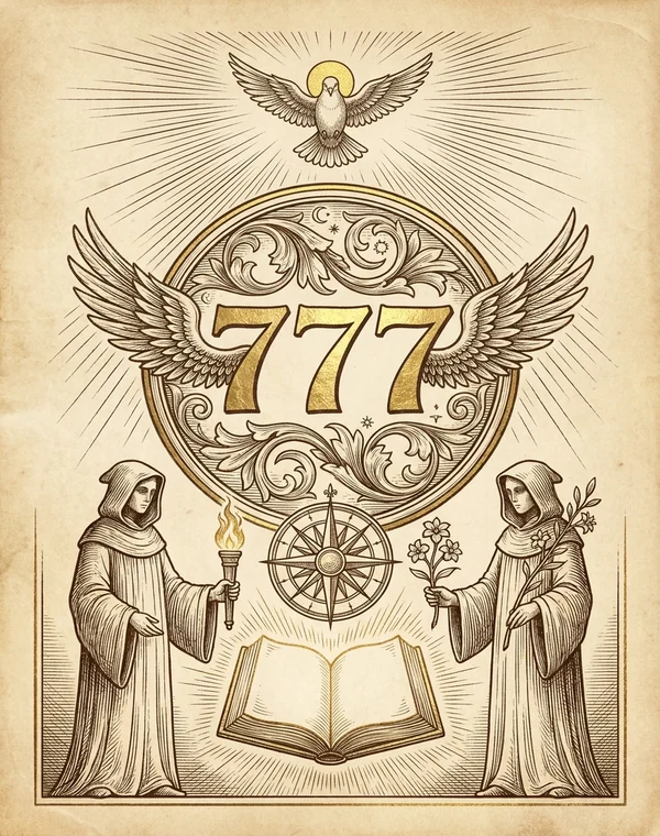 777 Angel Number esoteric meaning illustration