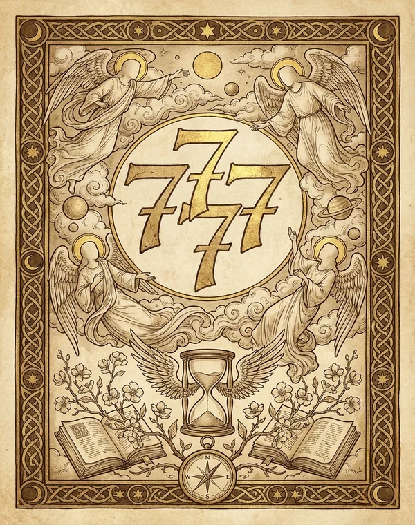 7777 Angel Number esoteric meaning illustration