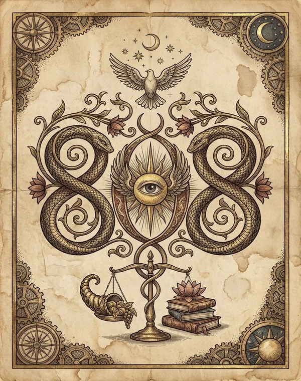 808 Angel Number esoteric meaning illustration