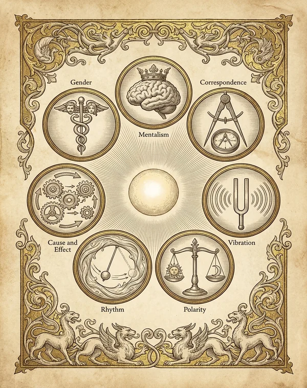 Hermetic Principles esoteric meaning illustration