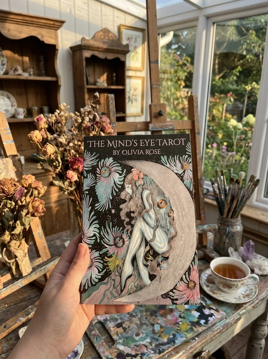 The Mind's Eye Tarot: 78 Borderless Gilt-Edged Cards, Linen Finish, Dreamy Artwork by Artist Olivia Rose, 172-Page Illustrated Guidebook, Harness Feminine — photo 2