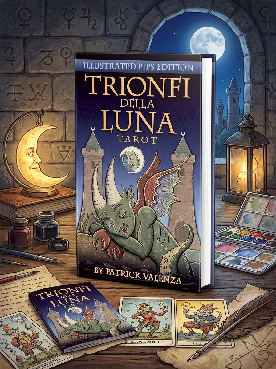 Trionfi Della Luna Tarot: Fully Illustrated 78-Card Tarot Deck Inspired by Marseilles Style Tarot, Includes 68-Page Booklet of Card Meanings, Packaged