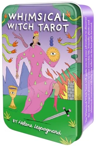 Whimsical Witch Tarot in a Tin: Colorful 78-Card Tarot Deck in a Charming Keepsake Tin, Vibrant Comic Book Style Art, Fun for All Ages, Includes Bookl
